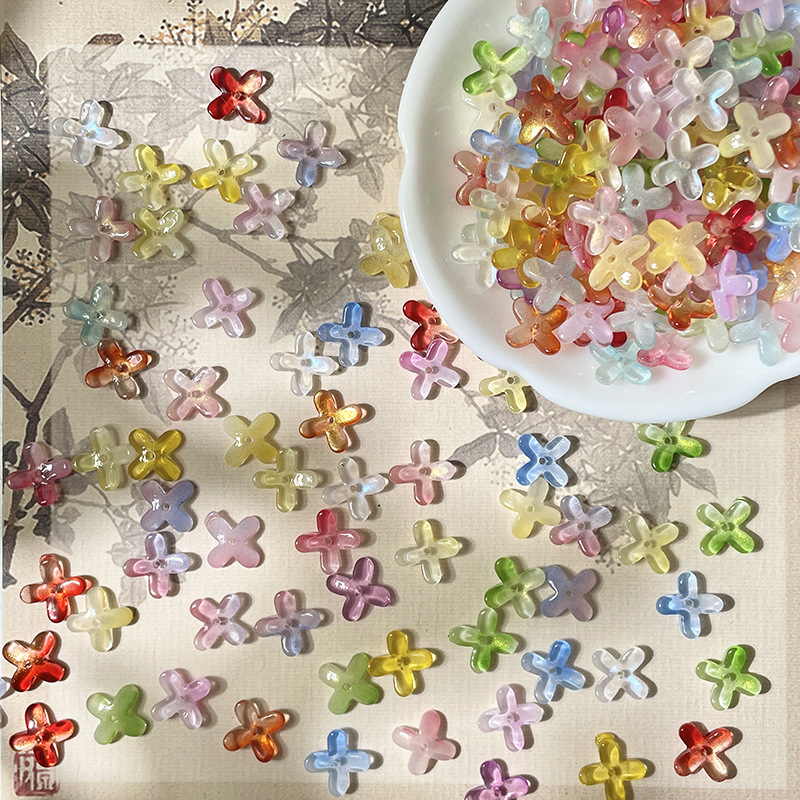 Wholesale 12mm glazed osmanthus petals four-leaf clover four-petal flowers diy handmade antique hairpin holder material Wholesale 12mm glazed osmanthus petals four-leaf clover four-petal flowers diy handmade antique hairpin holder material