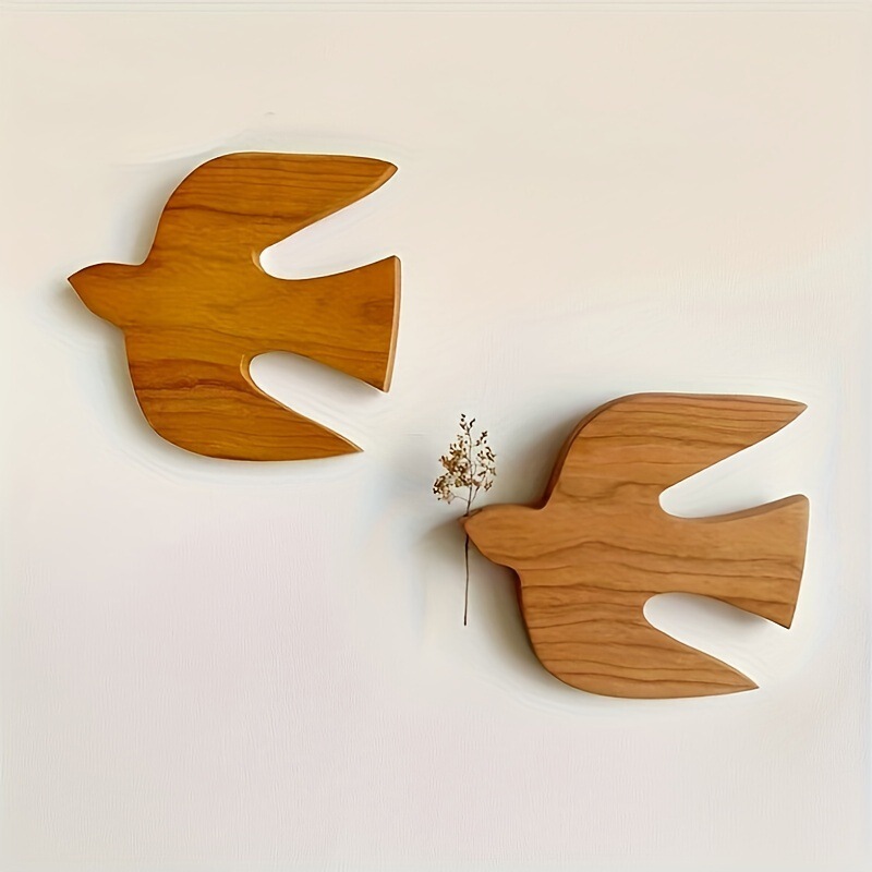 Cross-border New Wooden Cherry Swallow Pendant Wall Hanging Log Wind Decoration Handmade Home Craft Hanging Decoration