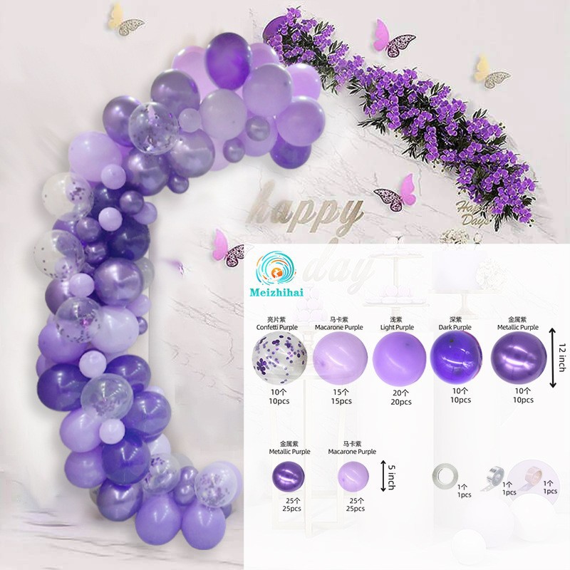 Meizhihai set de cumpleaños de globo púrpura decoración de la tienda combo globo de fondo pared de globo