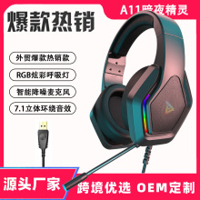 外贸现货游戏头戴式耳机RGB发光电竞耳麦笔记本PS4电脑有线耳机