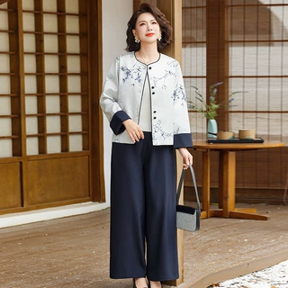 年轻妈妈端庄大气套装2026新款中老年春夏国风外套女士两件套春季