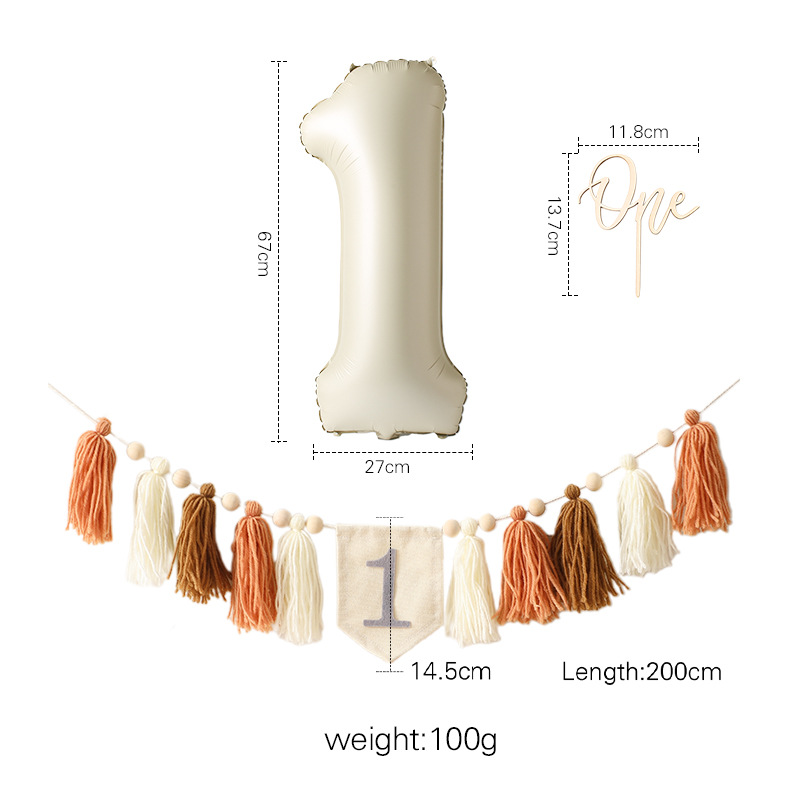 Transfronterizo bebé cumpleaños sombrero banner traje cumpleaños lugar diseño props bebé cumpleaños conmemorativo foto props