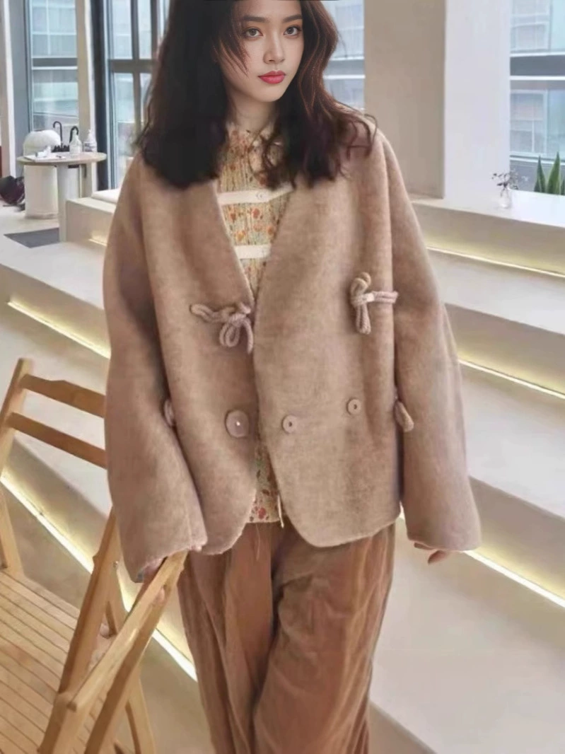 Woolen long-sleeve, extra-long long suit, colored jacket, increased thickness, loose fit