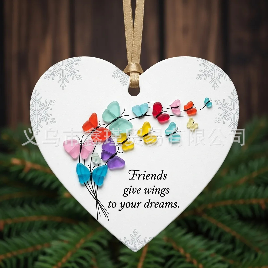 Nuevos productos transfronterizos de fondo blanco plano amistad de Navidad acrílico decoración de automóviles colgante amor Santa colgante
