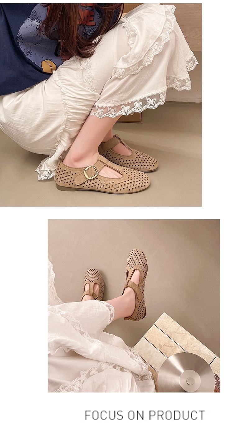 French-style Mary Jane For Women, 2026 Summer Collection, Round Toe, Shallow Cut, Hollowed-out, Breathable, Comfortable,_vogvips.com