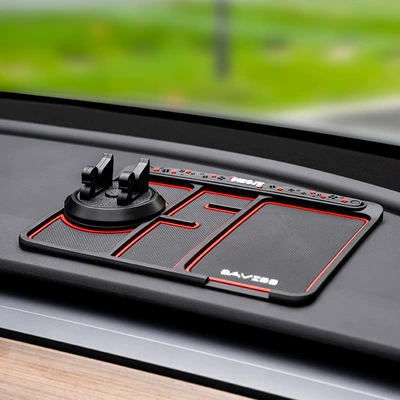 B-28 Export Hot-Selling Anti-Slip Mat for Car Dashboard with Phone Holder and Aromatherapy, 4-in-1 Universal for Sedan (Anti-slip mat) - b-28-black-red-edge