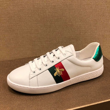 韩版新款牛皮小白鞋男代理小蜜蜂男鞋潮流运动休闲系带板鞋男批发