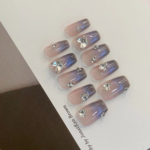 法式貓眼蝴蝶光療手工穿戴甲穿戴甲成品美甲貼可拆卸貼片高品輕奢