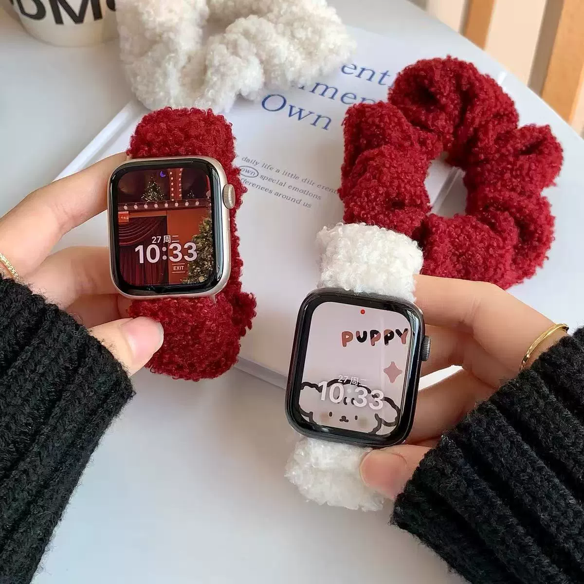 Плюшевые волосы на резинке большого размера, подходят для applewatchs10 apple watch iwatch98765 поколения SE, женские