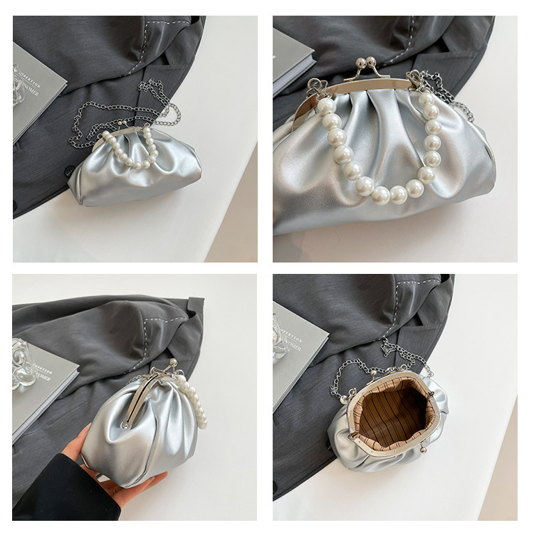 Women's Pu Leather Solid Color Elegant Streetwear Dumpling Shape Clasp Frame Shoulder Bag display picture 2