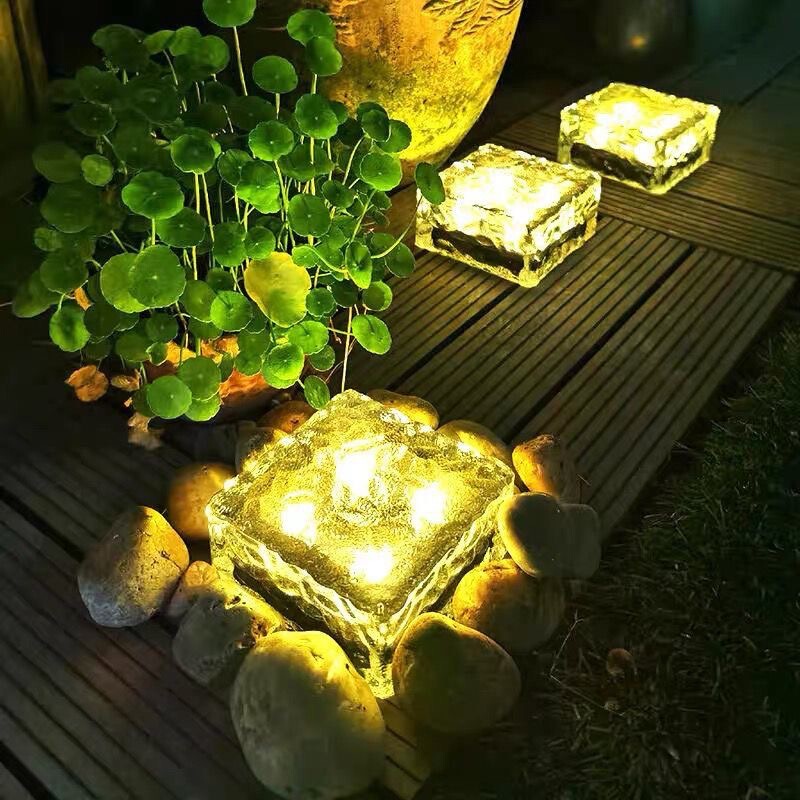 Solar Decorative Garden Lights Outdoor Courtyard Underground Waterproof Lawn Ice Brick Lights Led Ice Brick Night Lights Cross-Border