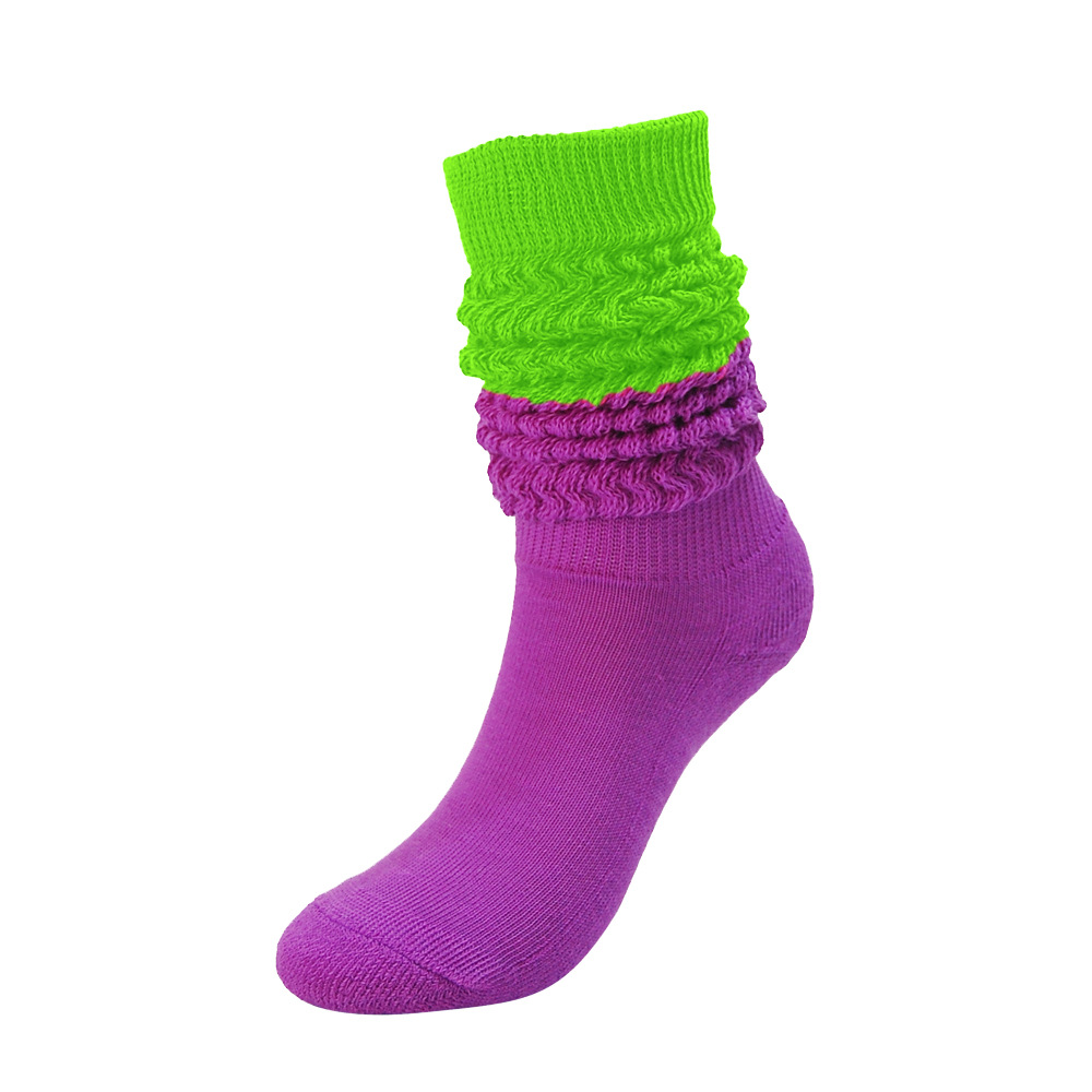 Comercio exterior transfronterizo nuevas medias de longitud media para hombres y mujeres calcetines de pila japoneses de otoño e invierno calcetines holgados calcetines de burbuja de color de contraste