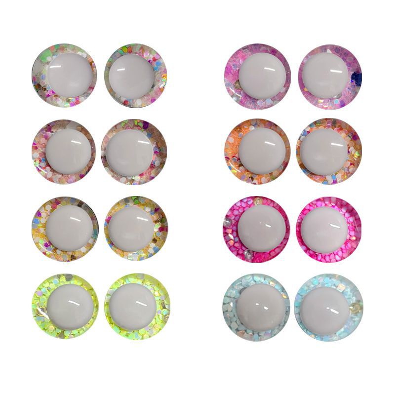 Resin White Pupil 3D Glitter Crystal Eyes 3D Asymmetric Pupil Glitter Crescent Eyes Plush Animal Toy Accessories