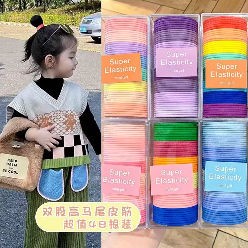 Nueva banda de goma para niños diadema de color caramelo banda de goma de alta elasticidad las niñas no lastiman la cuerda del pelo banda de pelo TikTok transfronteriza