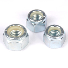 UNC2级镀锌美制尼龙锁紧螺母尼帽自锁螺帽英制防松螺母4#~1-1/2