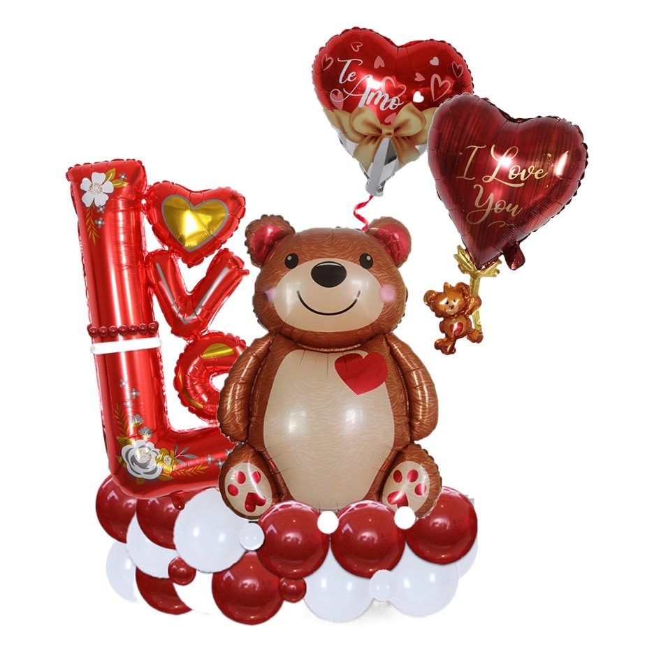 Nuevo Día de San Valentín traje globo película de aluminio amor impresión globo boda confesión fiesta bandera diseño Decoración