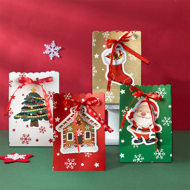 新しいキャンディボックスクリスマスパーティーパッケージボックス24種類のレーザーカードクリスマスクラフト紙スノーフレーク紙袋ギフトカード|undefined