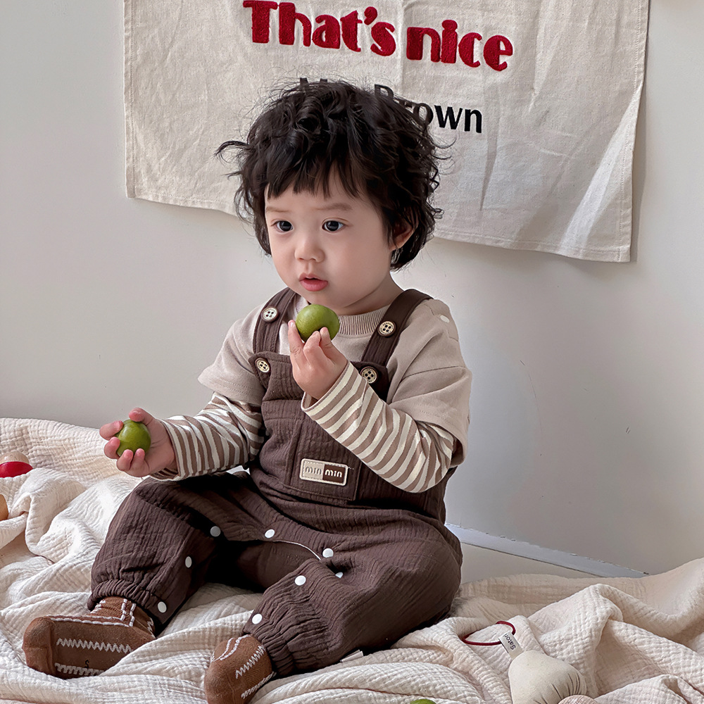 Ropa para niños primavera y otoño niño Maillard traje babero traje suéter traje de otoño de tres piezas traje de salida