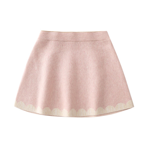 Children's clothing 2024 Autumn New Arrival Pink Chanel-style 1-3 year old girl cotton knit sweater and skirt set