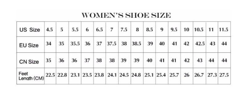 Women's Shoe Size Chart