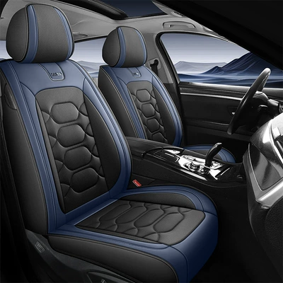 Car seat cover four seasons universal all-inclusive seat cushion single full leather front and passenger driving new five-seat all-around seat cover (Four Seasons Pad) - starry-sky-blue-1-single-standard-version