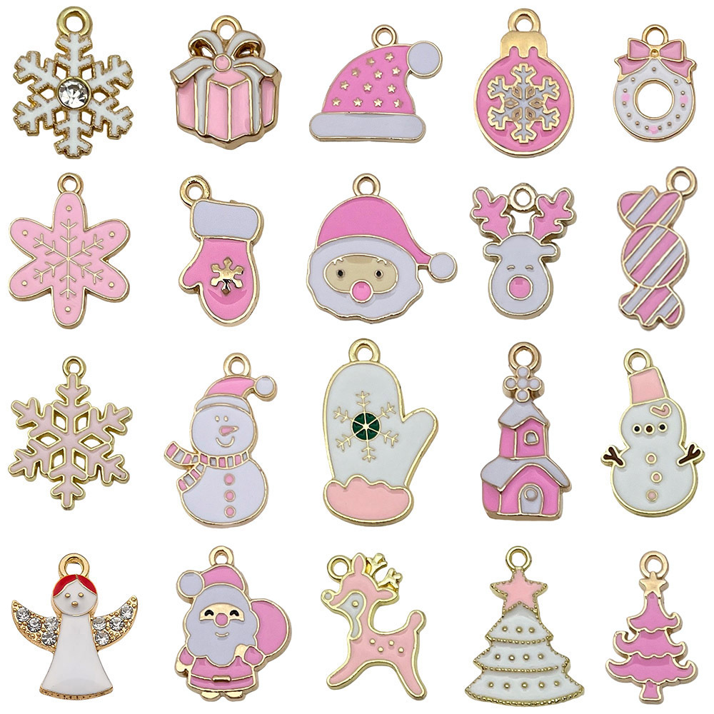 Mezclado 100 Navidad goteo Aleación de aceite accesorios la joyería bricolaje Santa muñeco nieve Bell ELK pulsera colgante