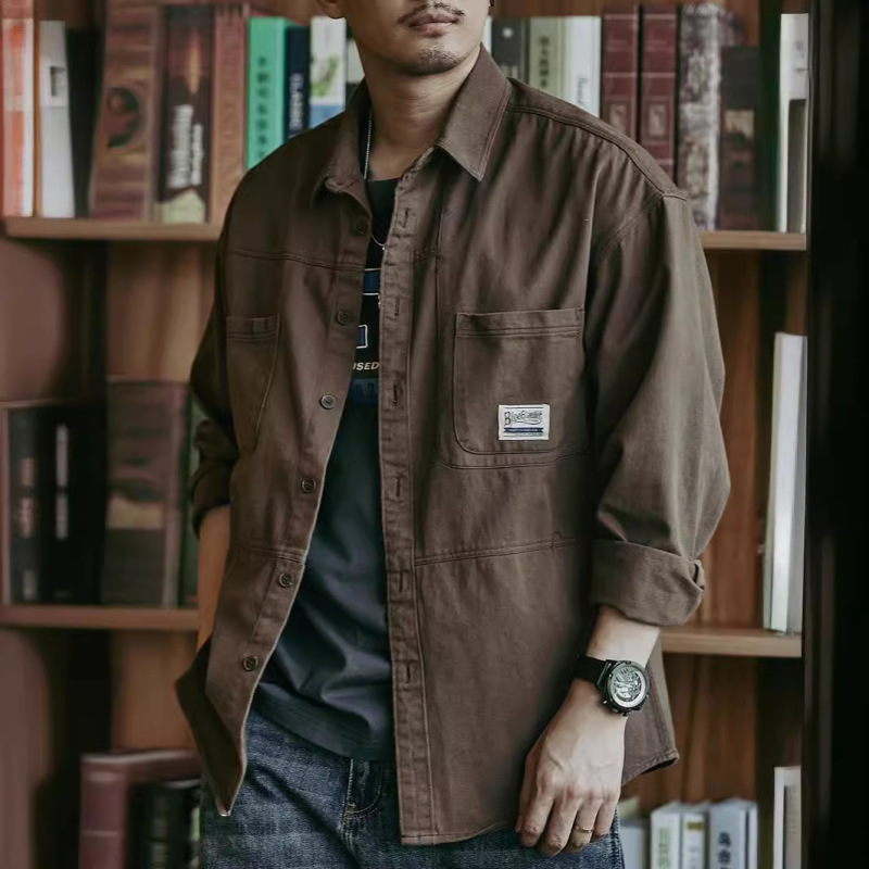 American-Style Heavy-Duty Work Shirt for Men, Vintage Shirt for Men, 2026 Spring and Autumn Loose Casual Long-Sleeve Jacket Men's Top