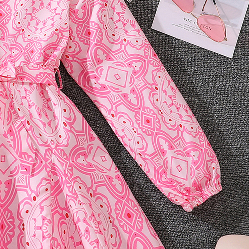 2024 Herbst Neues Produkt Heißer Verkauf Bedrucktes Langarmkleid für Mädchen_voghion.com