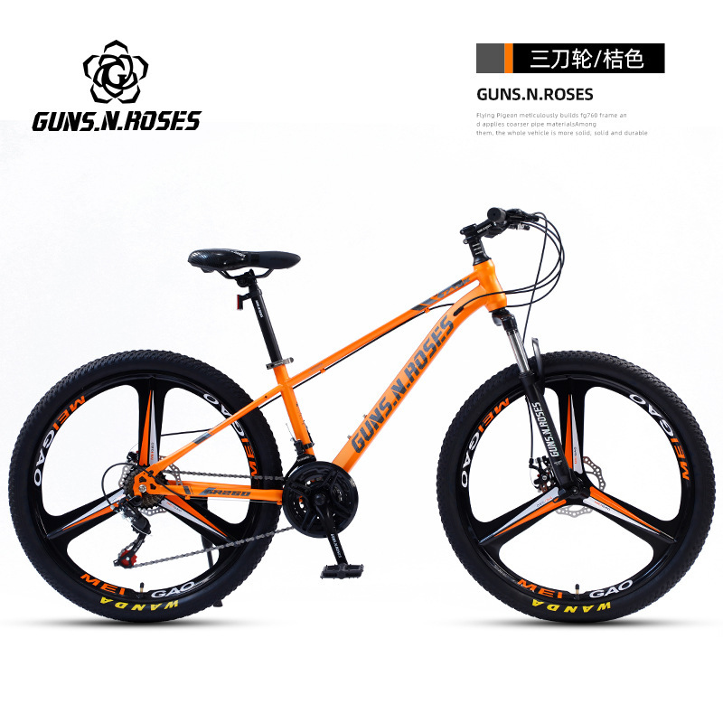 GUNS. N. ROSES Gun Flower Bicicleta de montaña para hombres y mujeres Coche para estudiantes Freno de disco Agite de amortiguación Coche de cercanías Vehículo todoterreno