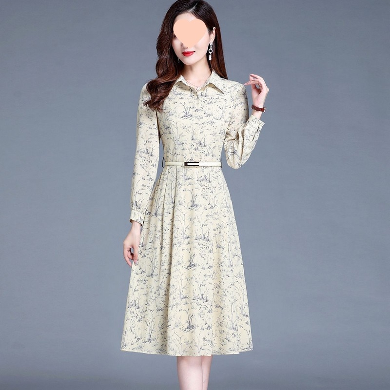 雪纺连衣裙女春季新款女装长袖感修身显瘦春秋装衬衫裙子|undefined