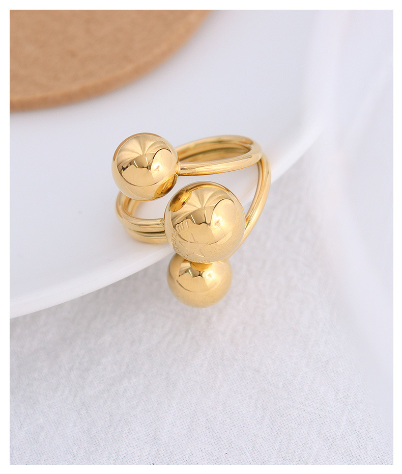 Popular Steel Ball Double Adjustable Ring Five-pointed Star Lucky Titanium Steel Ring display picture 8