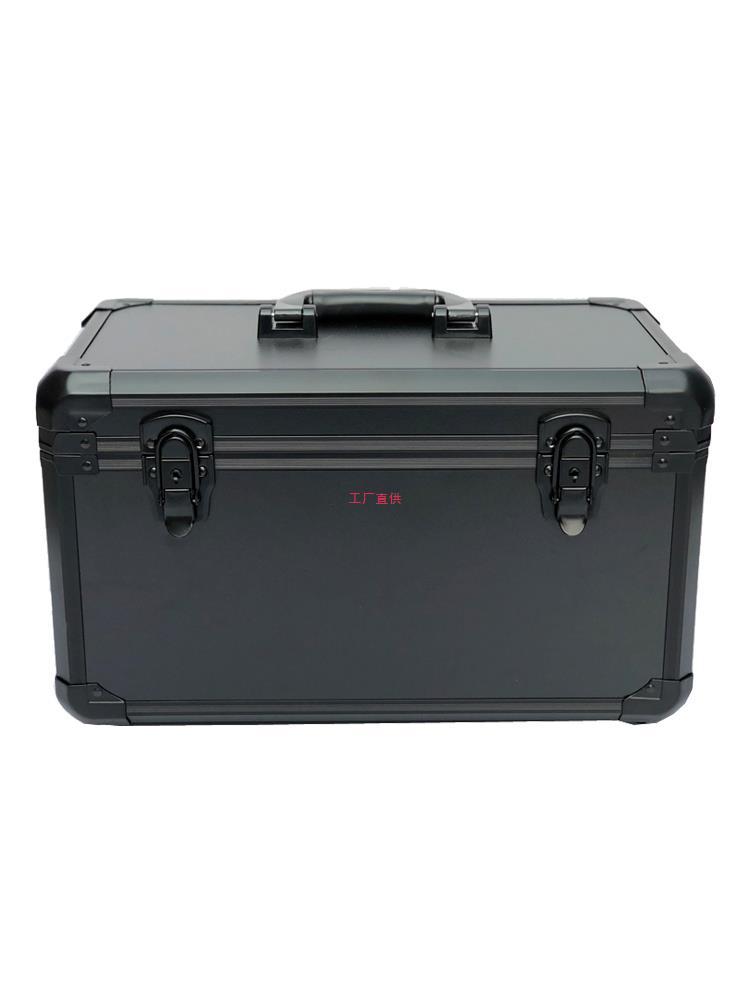 Large medium -sized black aluminum alloy multi -function hand -instrument box model dual control tool box with plate sponge