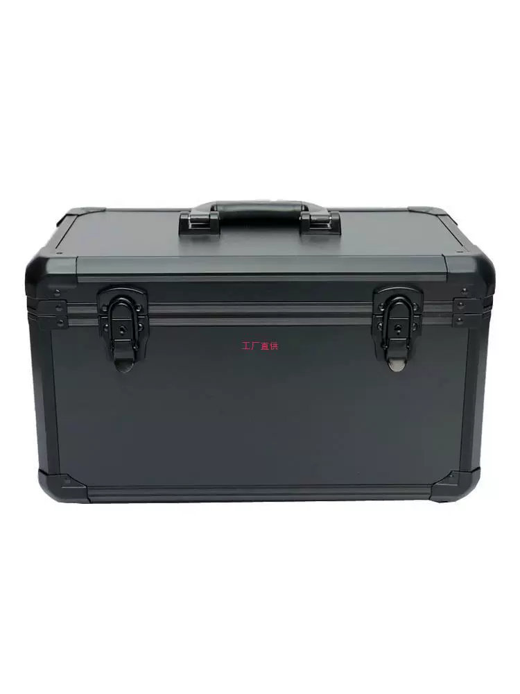 Large medium -sized black aluminum alloy multi -function hand -instrument box model dual control tool box with plate sponge