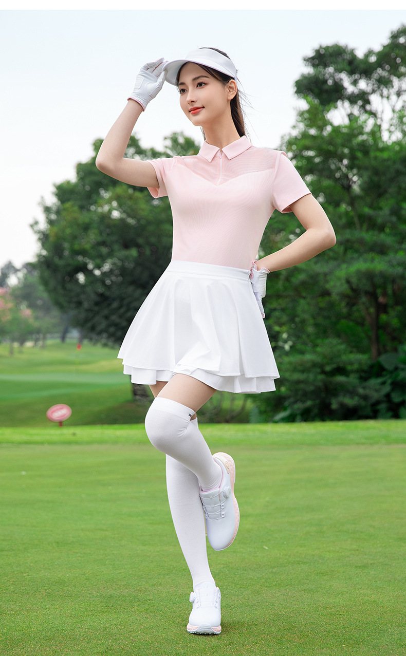 Áo polo tay ngắn nữ chơi golf PGM025 – chất liệu co giãn cao, kháng khuẩn chống UV — YF780 áo đen [kháng khuẩn và chống tia UV/vai thoáng khí/đàn hồi cao và mềm mại], YF780 Sakura Phấn hoa Top [Kháng khuẩn Chống UV/Vai thoáng khí/Độ đàn hồi cao và mềm mại] chi tiết 7