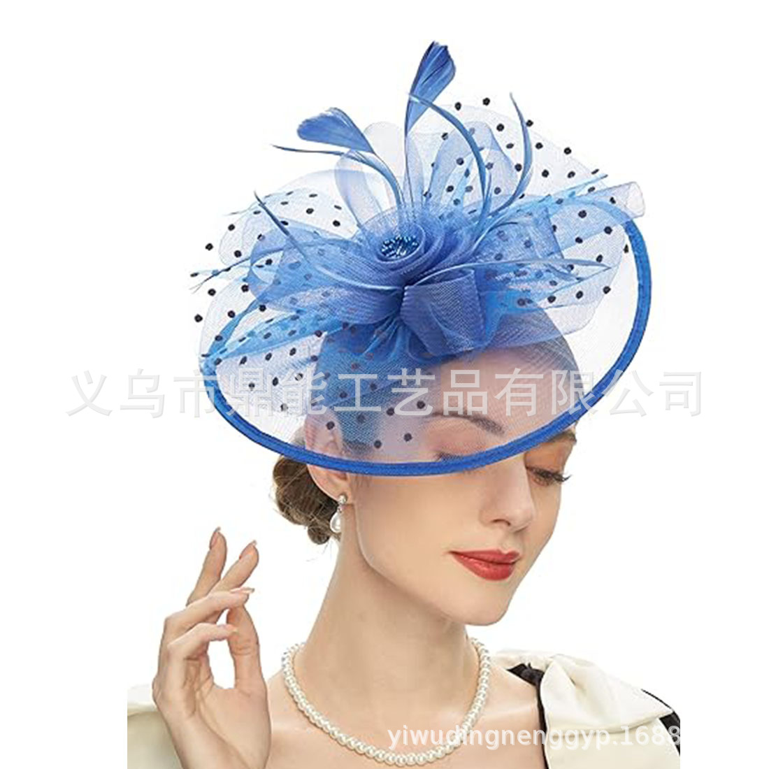 厂家直销欧美夸张大版礼帽赛马会时尚羽毛发饰宴会派对发夹发饰