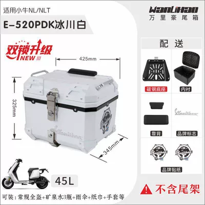 Motorcycle trunk | compatible with Maverick NLT electric - double-locking-maverick-nltnl-glacier-white-520p-double-black-backrest-lining