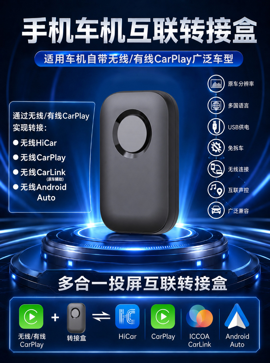 BMW CarPlay to Huawei HiCar wired to wireless Apple CarPlay Android Auto connectivity box