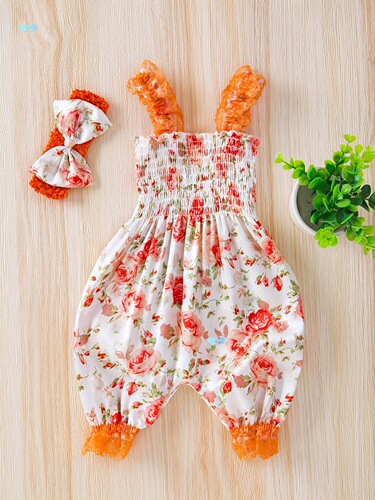2PCS Baby Jumpsuit Lace Sling Girl Baby Bloomers Fashion