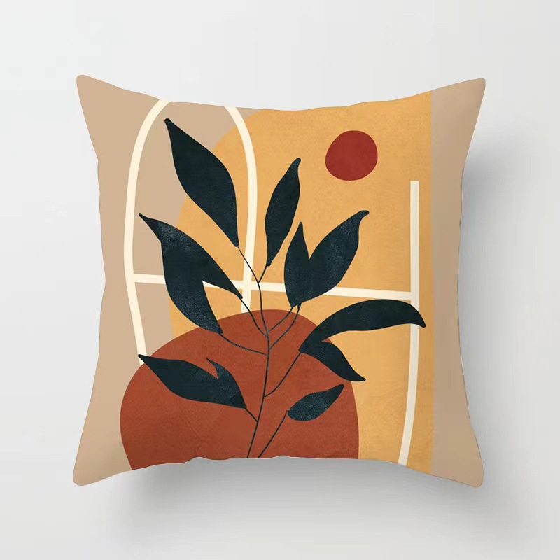 Funda De Almohada abstracta simple moderna funda de almohada de piel de melocotón geométrica simple funda de almohada de mediados de siglo