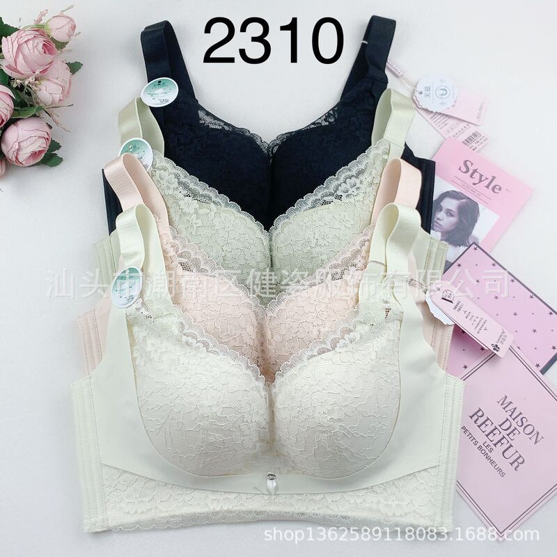 In-Stock Special Price Wholesale Fashion Trendy Wireless Breathable Noble Lace Push-Up Adjustable Bra 2310