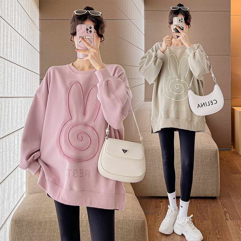 実写スポット妊婦服秋刺繍プリントゆるい大サイズのスウェット|undefined
