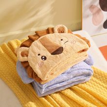 婴儿浴巾秋冬斗篷浴袍可穿式吸水不掉毛宝宝儿童带帽裹巾超柔软