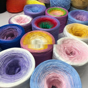 Organic Lace Cotton Mixed Fairy Thread Hand-Wound Cake Thread Gradient Long Section Dyed Spring and Summer Shawl Scarf Sweater Thread Chen