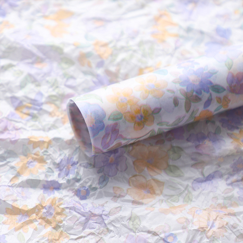 Papel de pera de siete colores, color de aceite, floral 38g, papel de fondo grueso, papel de revestimiento interior, papel amasado a mano, ramo de papel de regalo de flores