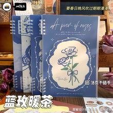 创意复古玫瑰笔记本中小学生加厚无线胶装记事本高颜值60张活页本