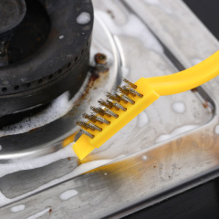 Gas stove long-handled cleaning brush kitchen multi-functional cleaning tool copper wire stove range hood oil stain cleaning brush