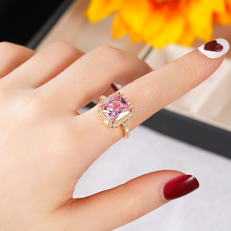 11g Weight Zircon Inlay Material Rings, Earrings, Necklace Classification Daily, Street Occasion Copper Material Square Pattern Women's Gender Inlay Design Shiny Style Shiny Square Copper Inlay Zircon Rings Earrings Necklace 9