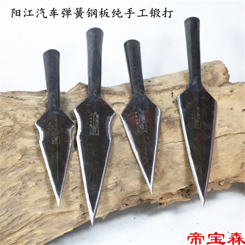 山猪矛头武术红缨霸王枪头长矛户外一体手工锻打冷兵器防身未开刃|ru