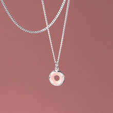 爱洛奇 S925银韩版可爱甜甜圈滴胶项链简约甜美个性颈饰品女D9801