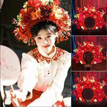 泉州簪花发箍新娘红色汉服头饰仿真花民族风旅拍写真新年发饰女